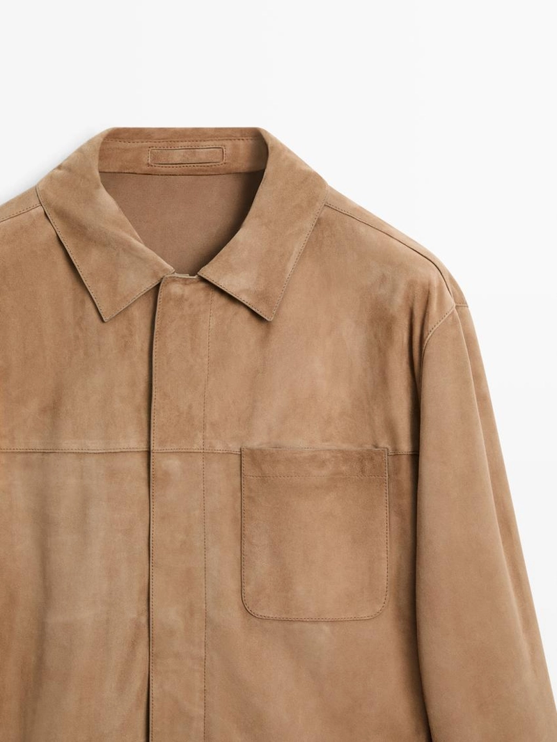 Замшевая кожаная куртка с деталями кармана