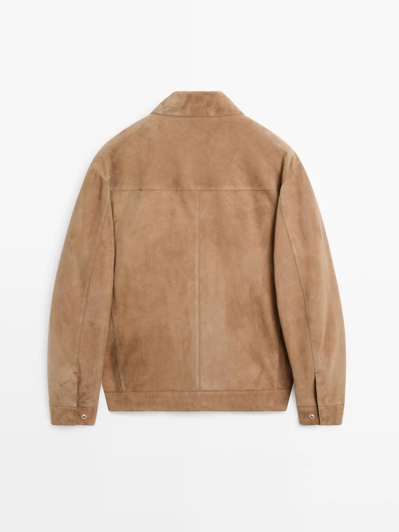 Замшевая кожаная куртка с деталями кармана