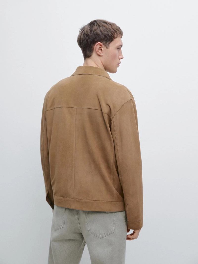 Замшевая кожаная куртка с деталями кармана