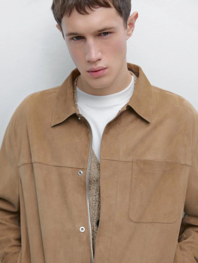 Замшевая кожаная куртка с деталями кармана