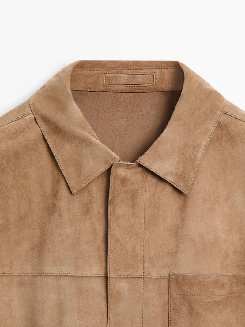 Замшевая кожаная куртка с деталями кармана