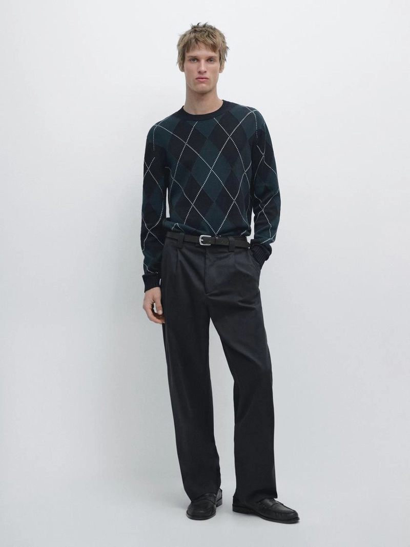 Водолазка из хлопкового трикотажа с деталями в стиле аргайл