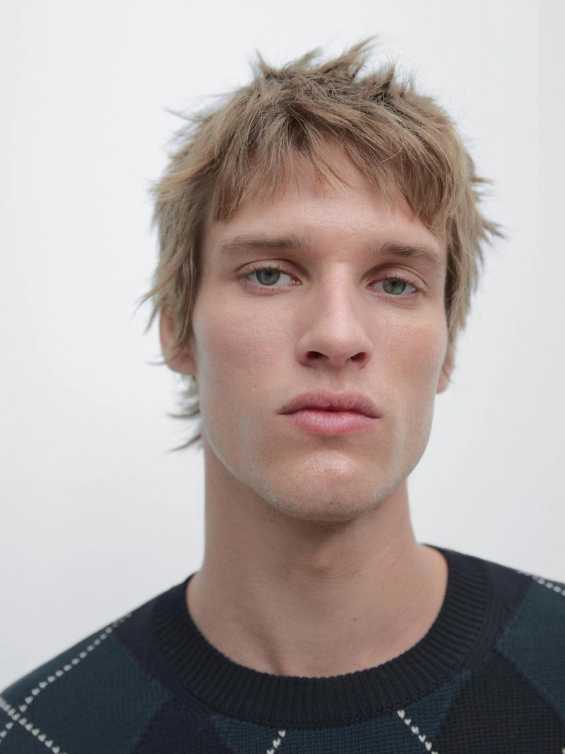 Водолазка из хлопкового трикотажа с деталями в стиле аргайл