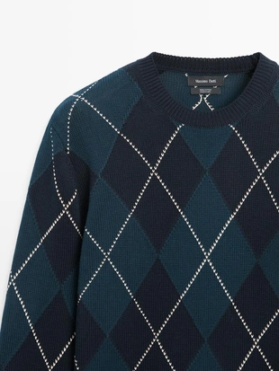 Водолазка из хлопкового трикотажа с деталями в стиле аргайл- Заказать в России