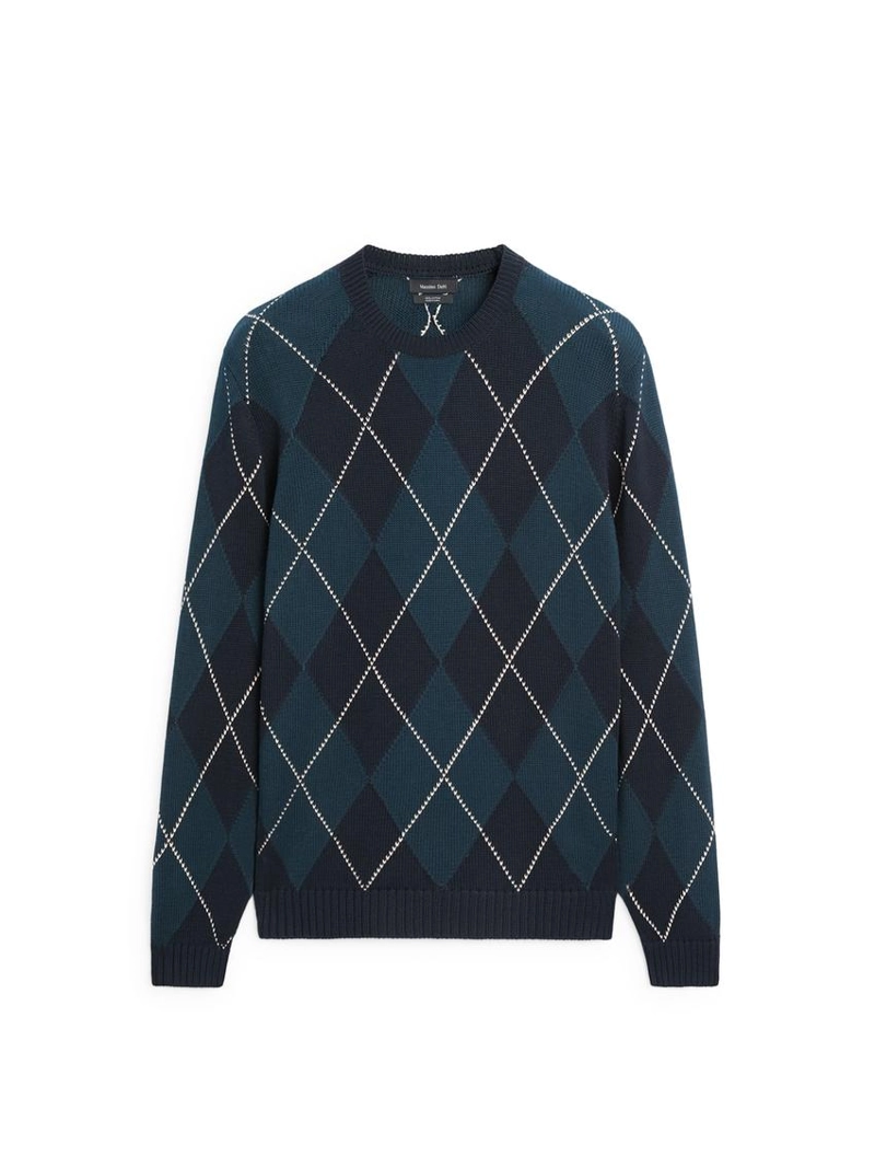 Водолазка из хлопкового трикотажа с деталями в стиле аргайл