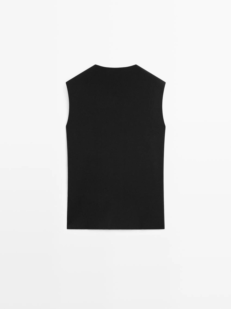 Длинный жилет с перекрестным детаем