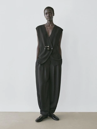 Длинный жилет с перекрестным детаем- Заказать в России