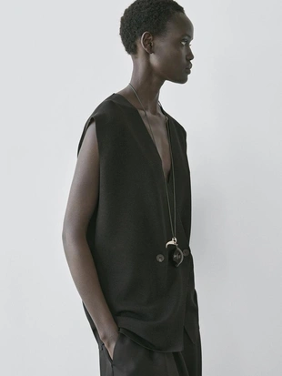 Длинный жилет с перекрестным детаем- Заказать в России