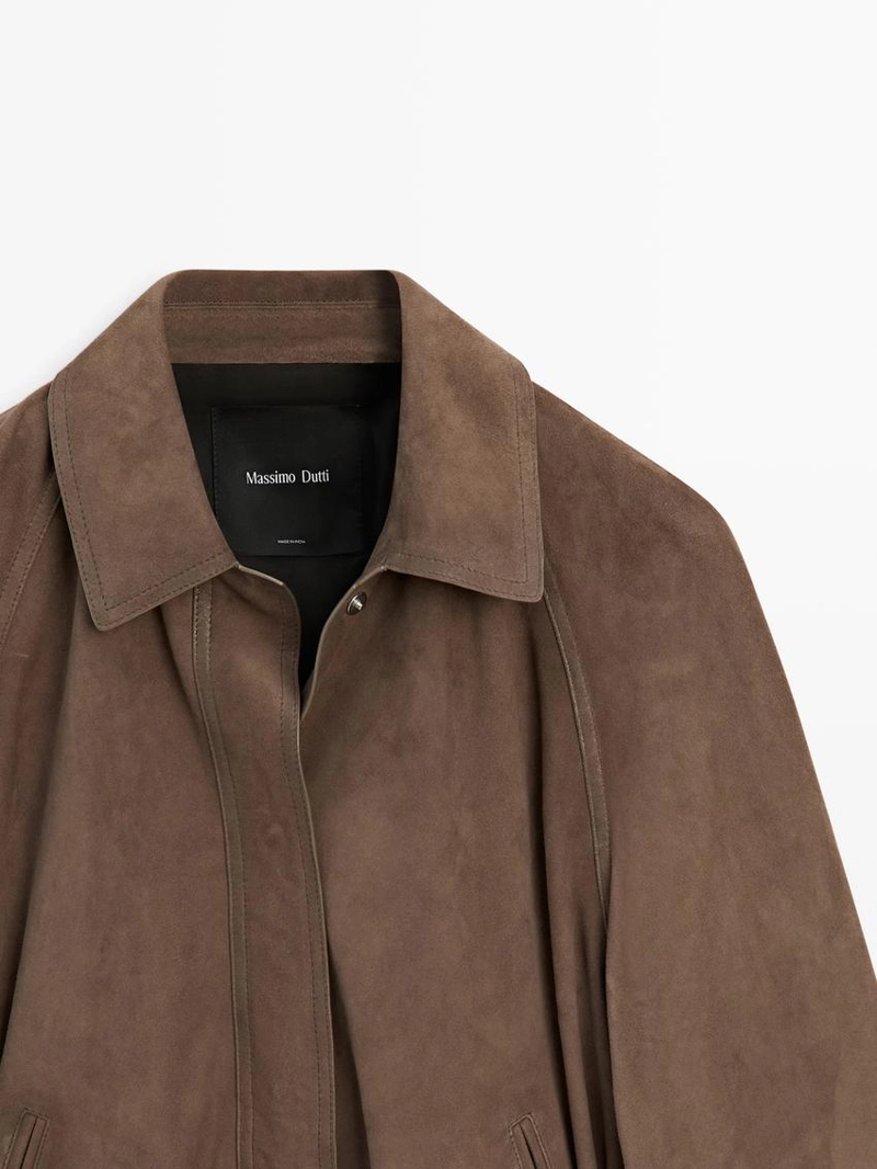 Замшевая кожаная куртка с поясом