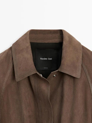 Замшевая кожаная куртка с поясом- Заказать в России