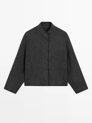 Пиджак из шерстяно-смесовой ткани с деталями на воротнике- Заказать в России