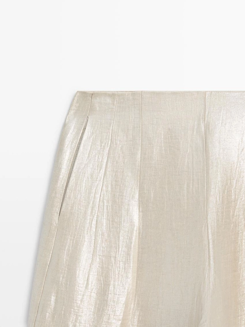 Потрясающие металлические льняные брюки