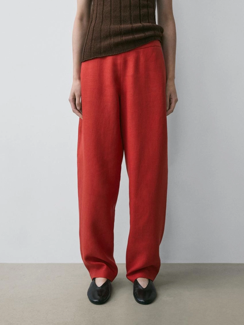 Объемные льняные брюки