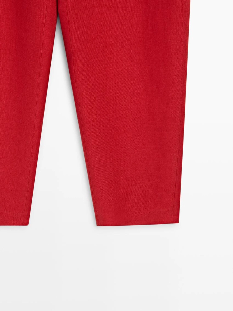 Объемные льняные брюки