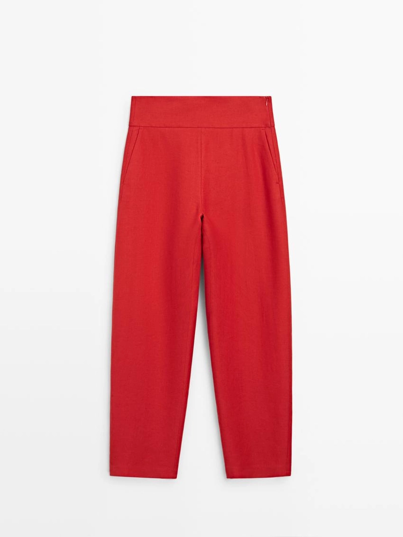 Объемные льняные брюки