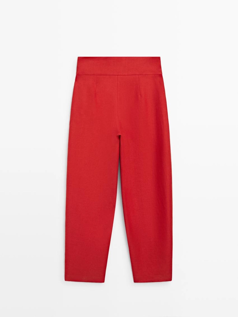 Объемные льняные брюки