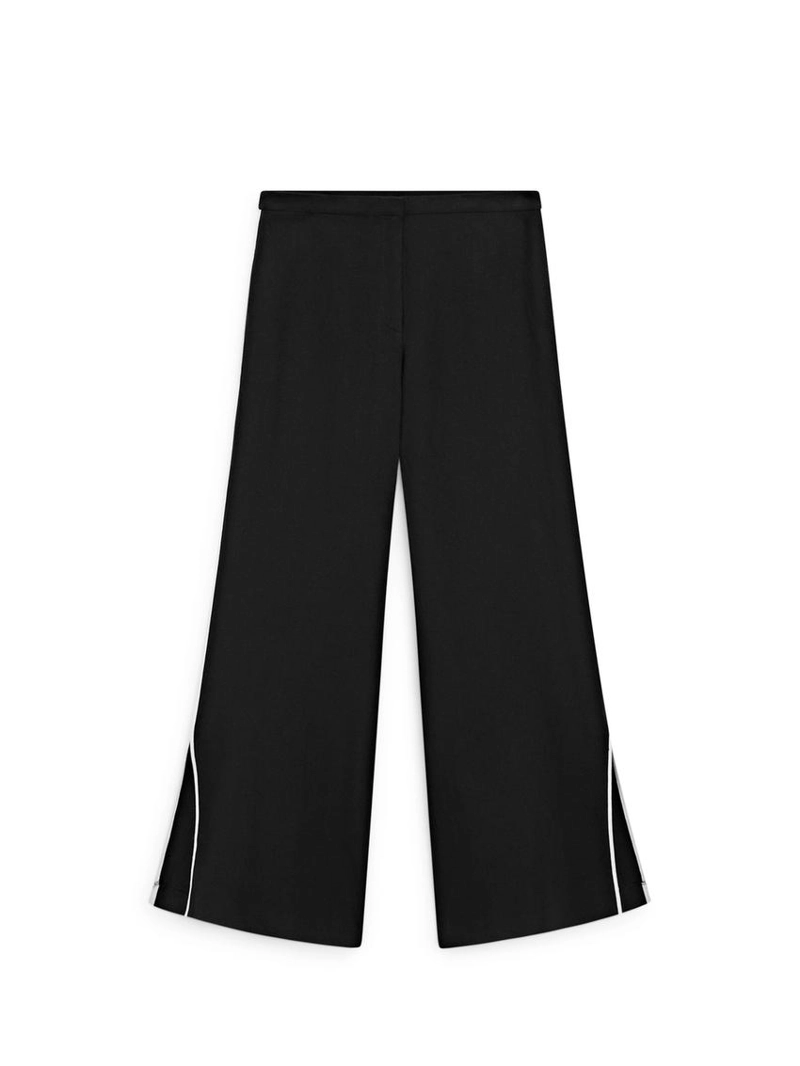 Льняные брюки с контрастным обрамлением