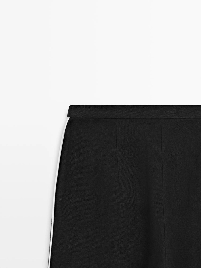 Льняные брюки с контрастным обрамлением