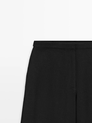 Льняные брюки с контрастным обрамлением- Заказать в России