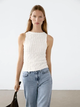 Топ из смесового хлопка сборками- Заказать в России