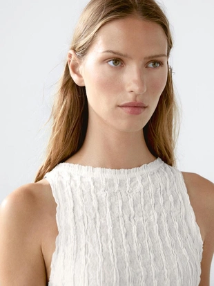 Топ из смесового хлопка сборками- Заказать в России