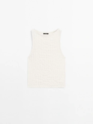 Топ из смесового хлопка сборками- Заказать в России