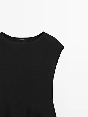 BLACK | 5610/530/800 - Massimo Dutti Вязаный топ с круглым вырезом