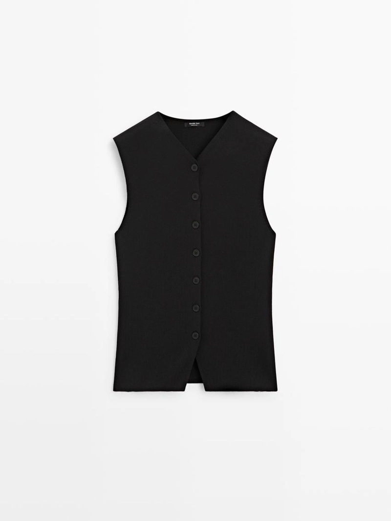 Жилет в форме буквы v с деталями на пуговицах