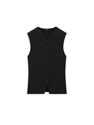 Жилет в форме буквы V с деталями на пуговицах- Заказать в России