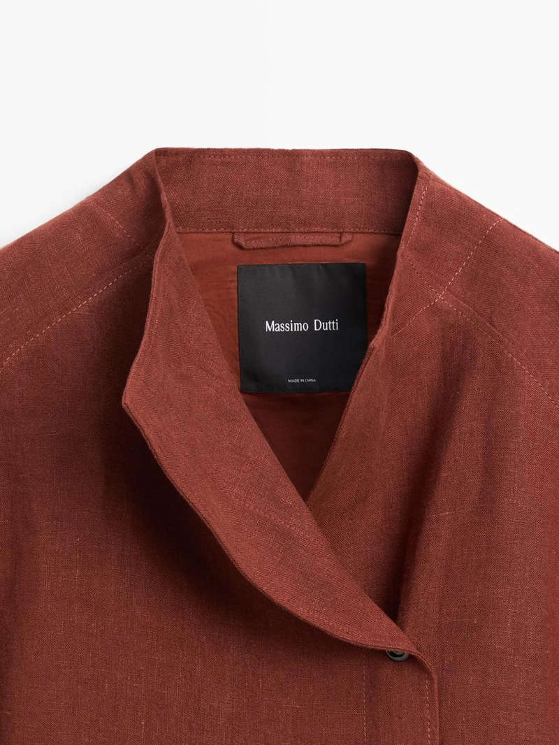 Халат из 100% льна с поясом и пуговицами