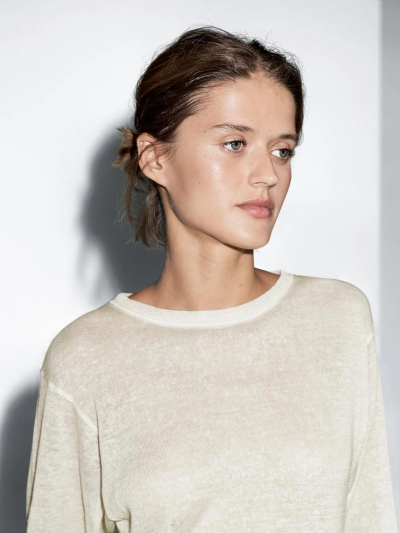 Футболка из легкой шерстяной и льняной смеси