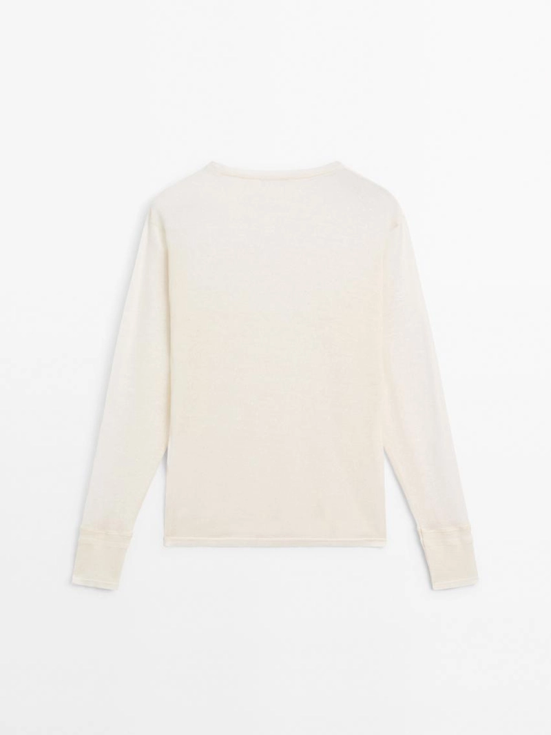 Футболка из легкой шерстяной и льняной смеси