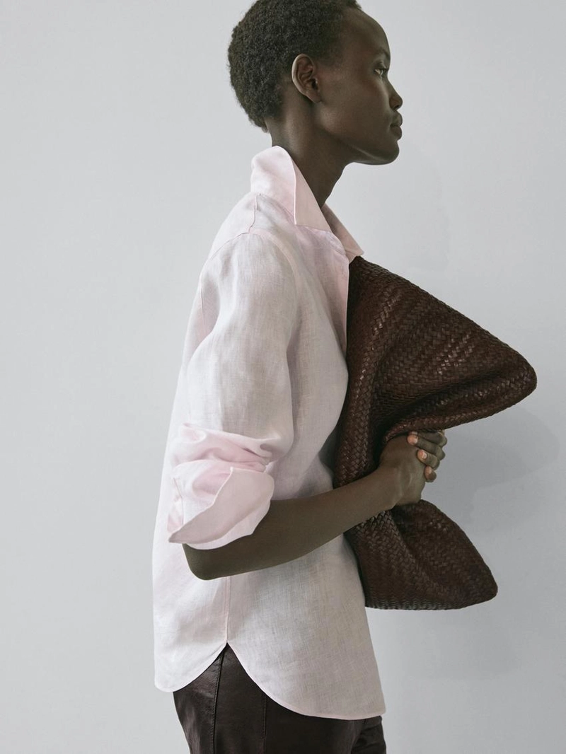 Рубашка из 100% льна с плиссировкой