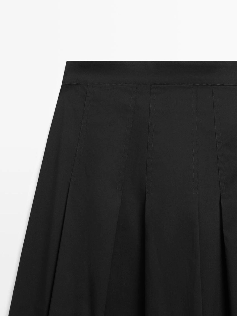 Юбка-миди с мягкими складками из хлопкового смесового материала