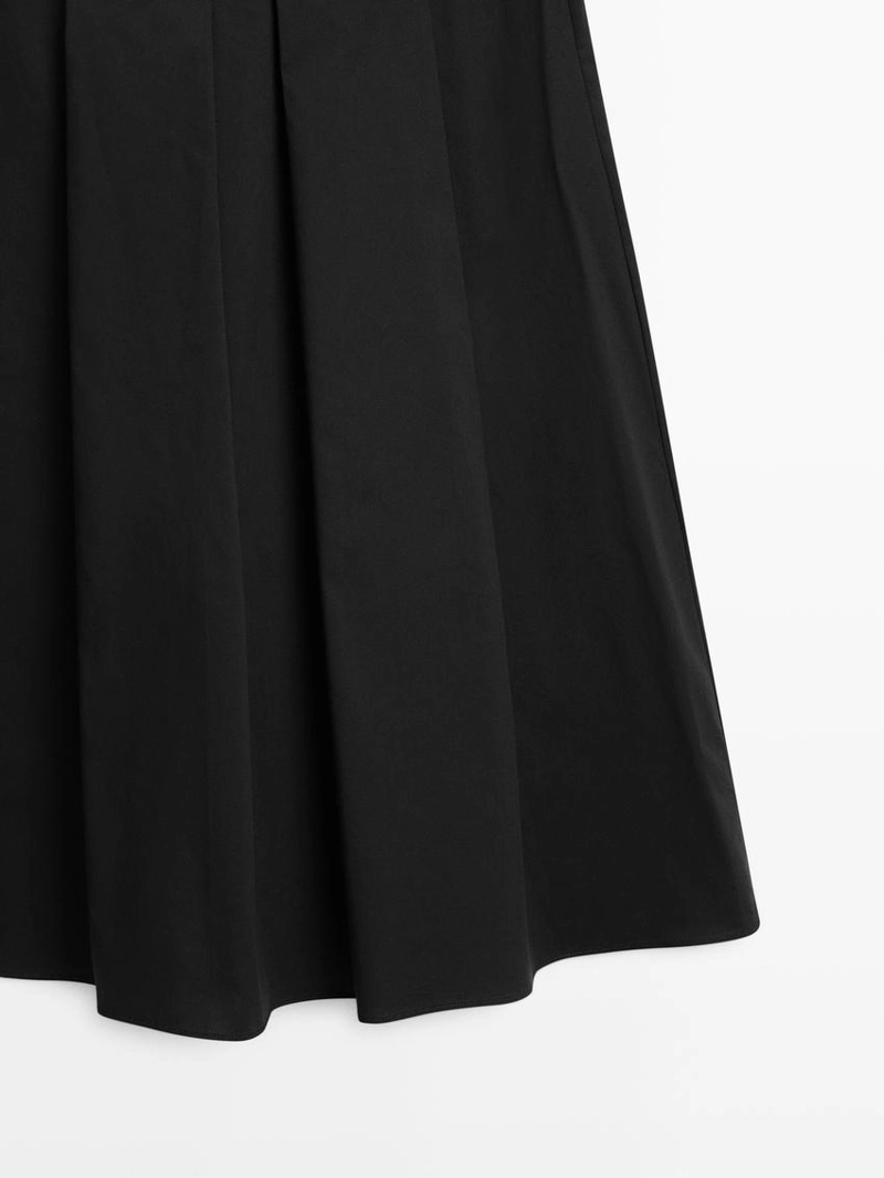 Юбка-миди с мягкими складками из хлопкового смесового материала