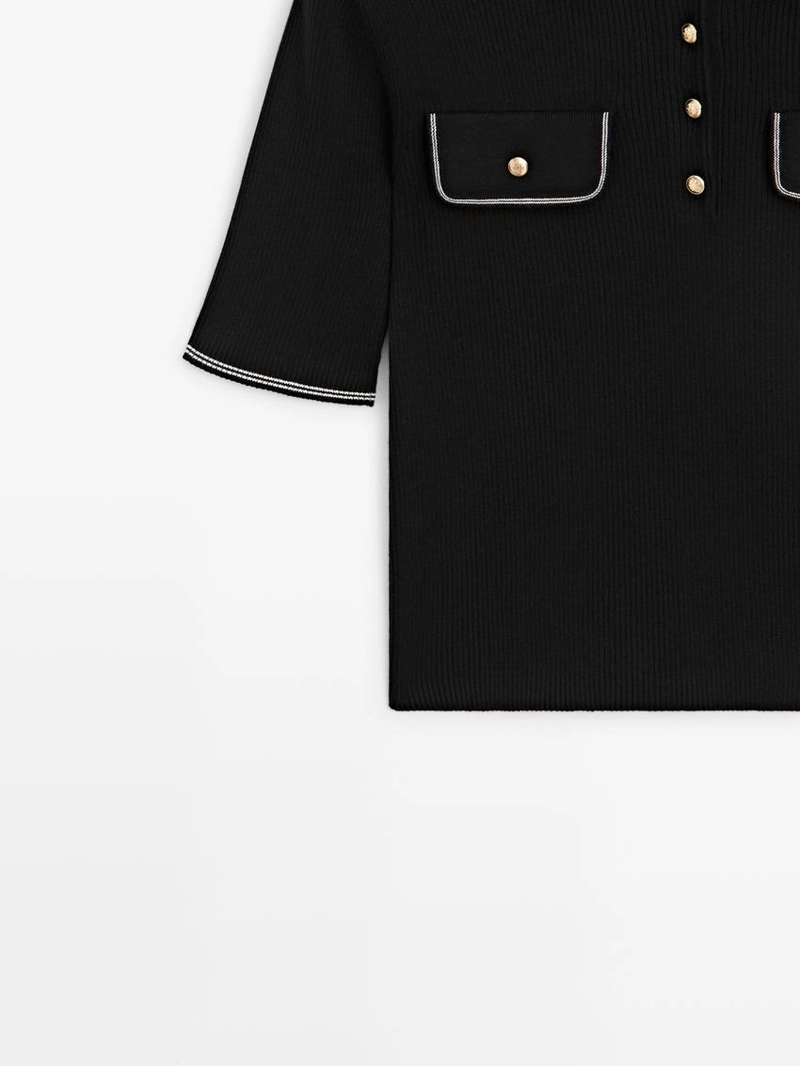 Поло из хлопкового трикотажа с контрастными деталями