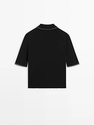 Поло из хлопкового трикотажа с контрастными деталями- Заказать в России