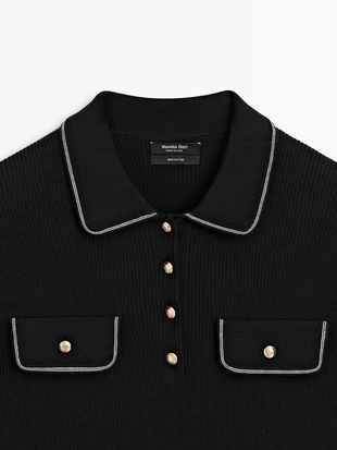 Поло из хлопкового трикотажа с контрастными деталями- Заказать в России