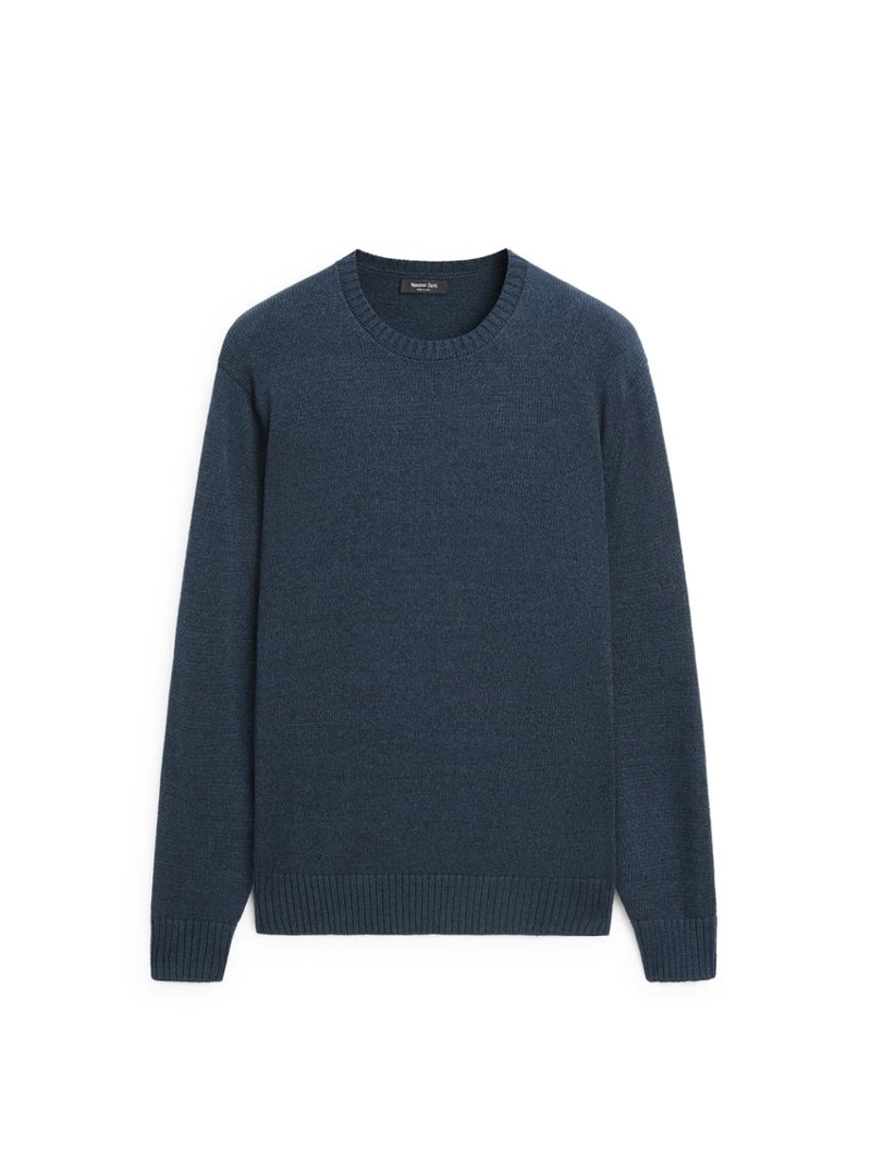 Джинсовый эффект вязаный свитер с круглым вырезом