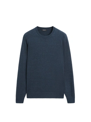 Джинсовый эффект вязаный свитер с круглым вырезом- Заказать в России