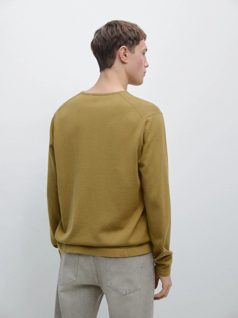 Свитер из хлопкового трикотажа с круглым вырезом