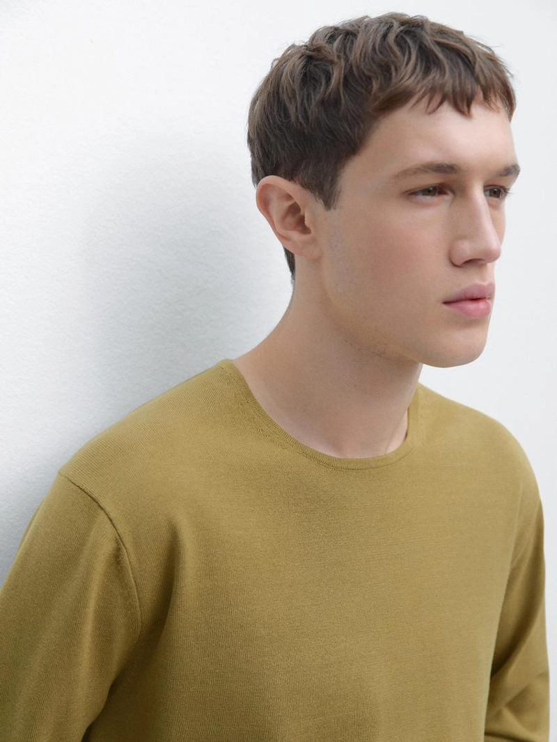 Свитер из хлопкового трикотажа с круглым вырезом