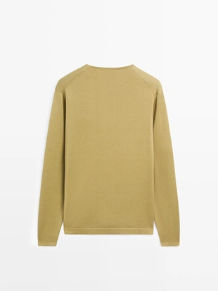 Свитер из хлопкового трикотажа с круглым вырезом- Заказать в России