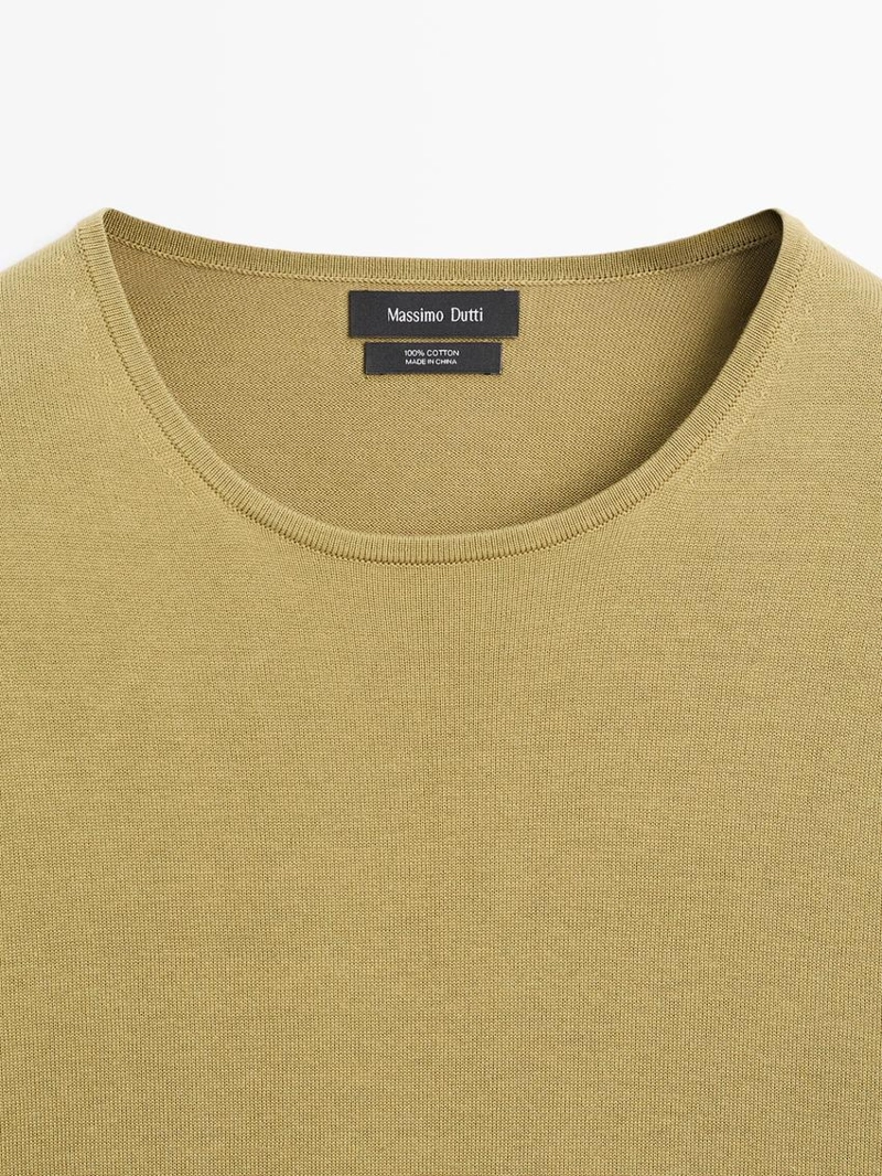 Свитер из хлопкового трикотажа с круглым вырезом