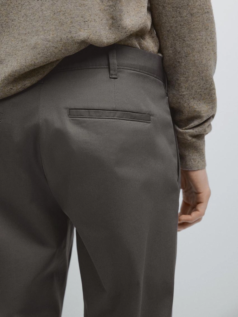 Хлопковые брюки приталенного кроя из смесовой ткани massimo dutti