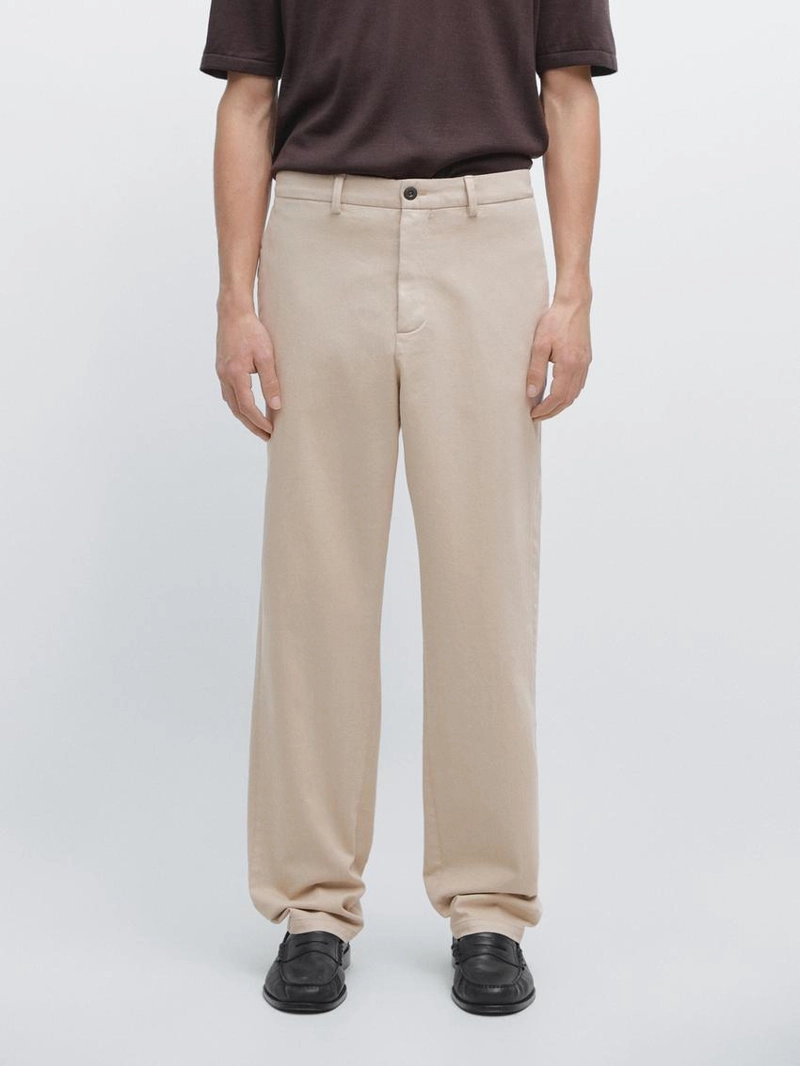 Хлопковые брюки из твила с эластичным поясом