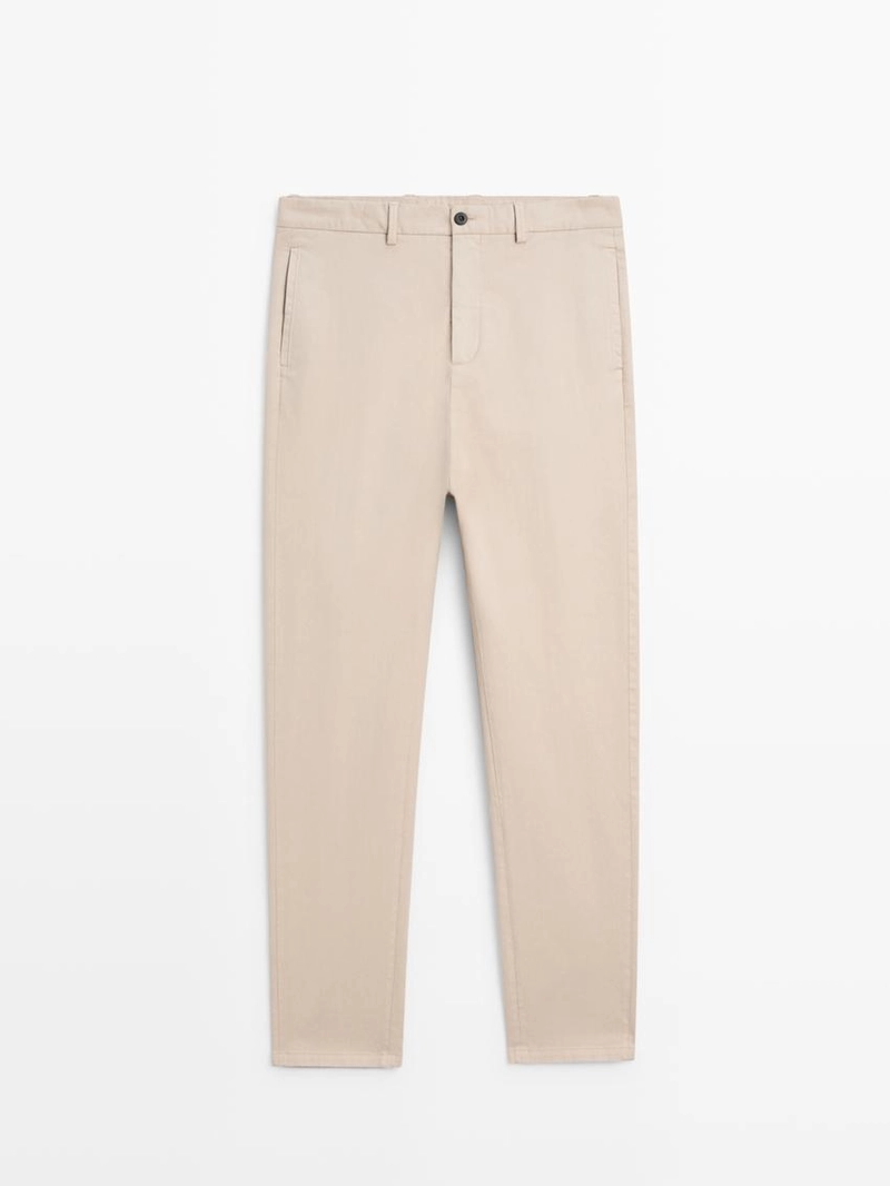 Хлопковые брюки из твила с эластичным поясом