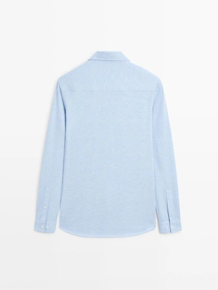 Рубашка свободного кроя с меланжевой отделкой- Заказать в России