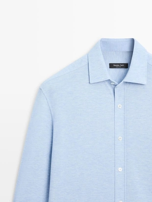 Рубашка свободного кроя с меланжевой отделкой- Заказать в России