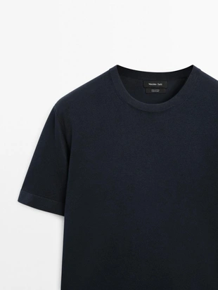 100% хлопковая футболка с коротким рукавом вязаная- Заказать в России